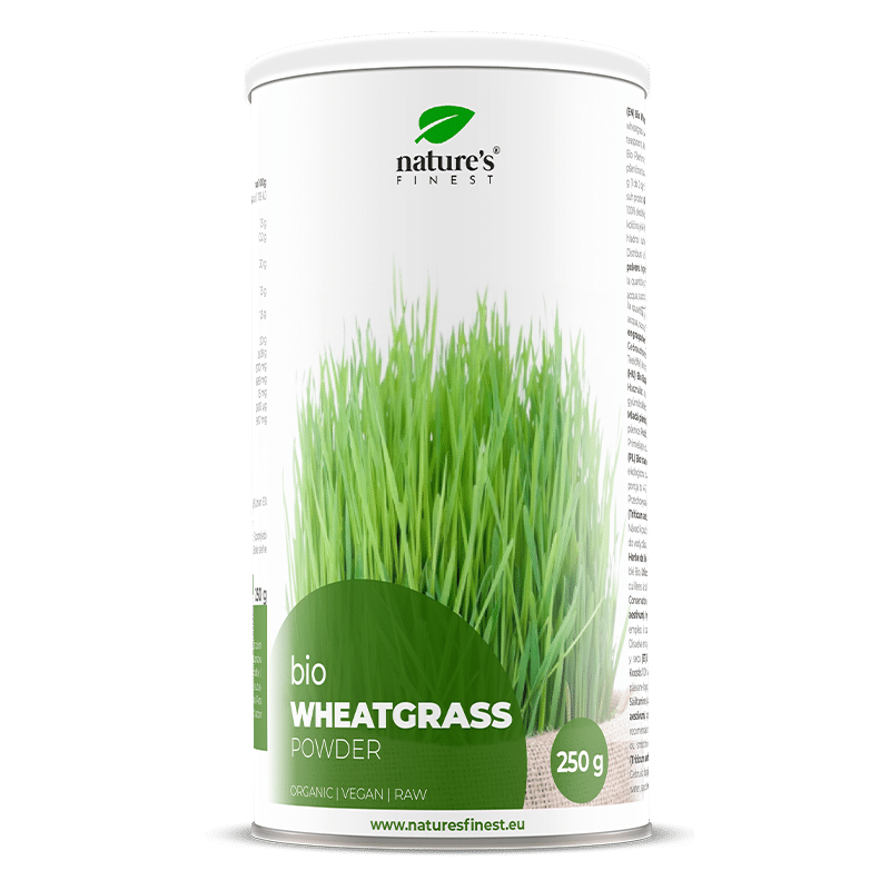 Økologisk hvedegræs i pulverform